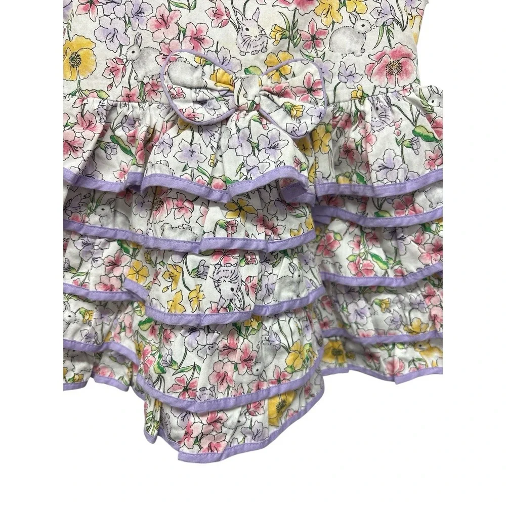Pippa & Julie Baby Girl Floral Bunny Print Ruffled Dress Easter Spring 18 Months